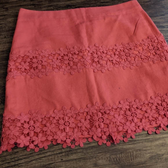 J. Crew Coral Skirt Lace Detail - Picture 3 of 5